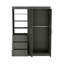 Armoire à 3 niveaux avec tablettes et tiroirs avec poignées en métal
