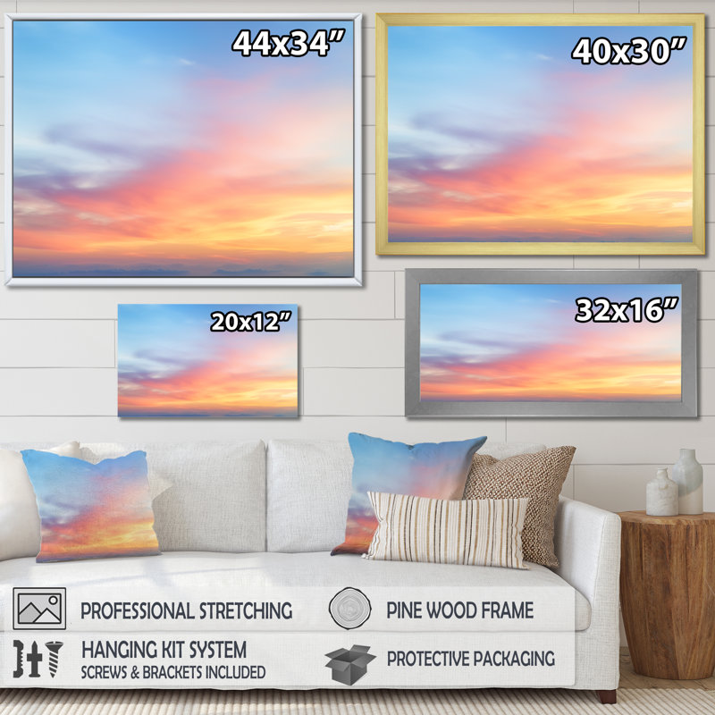 Cotton Candy Skies 2 - Sky, art mural, H 30 po x l 40 po x P 1,5 po, Toile tendue
