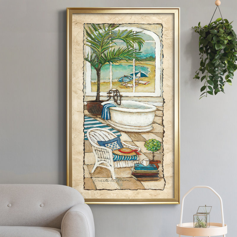 Jour au paradis I - Peinture sur toile encadrée, Doré, H 22,5 po x l 42,5 po x P 1,5 po