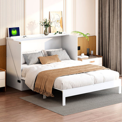White Bed With Ample Space Drawers - Save Room In Small Homes. Full Size For A Good Night's Sleep. Store Pillows, Clothes, Easily. Design. Charging. Quick And Easy Assembly. 75.1in Length X 56.7in