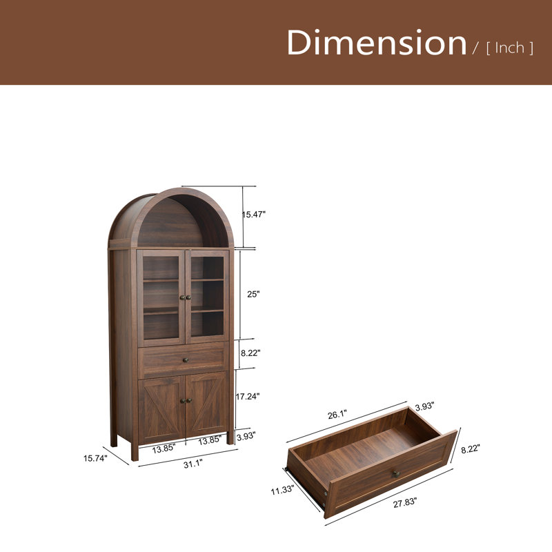 Armoire en forme de dôme, en noyer, faite de matériaux de haute qualité et de fabrication ancienne, avec un grand espace de rangement