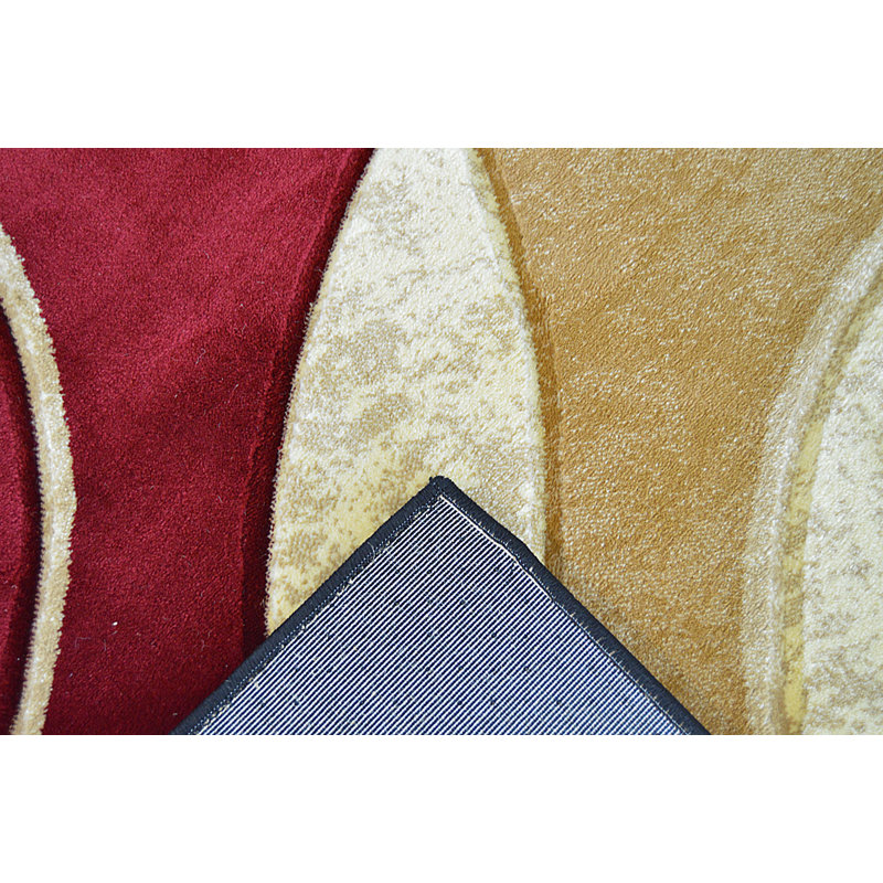 Tapis abstrait bourgogne / beige Mccampbell, Rectangle 7 pi 9 po x 10 pi 8 po