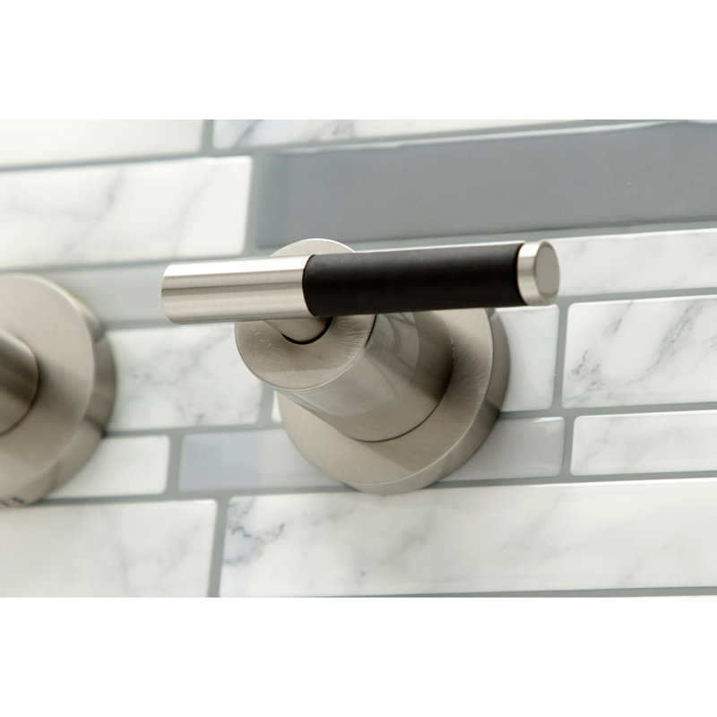 Kaiser Double Handle Wall Mounted Roman Tub Faucet, Brushed Nickel