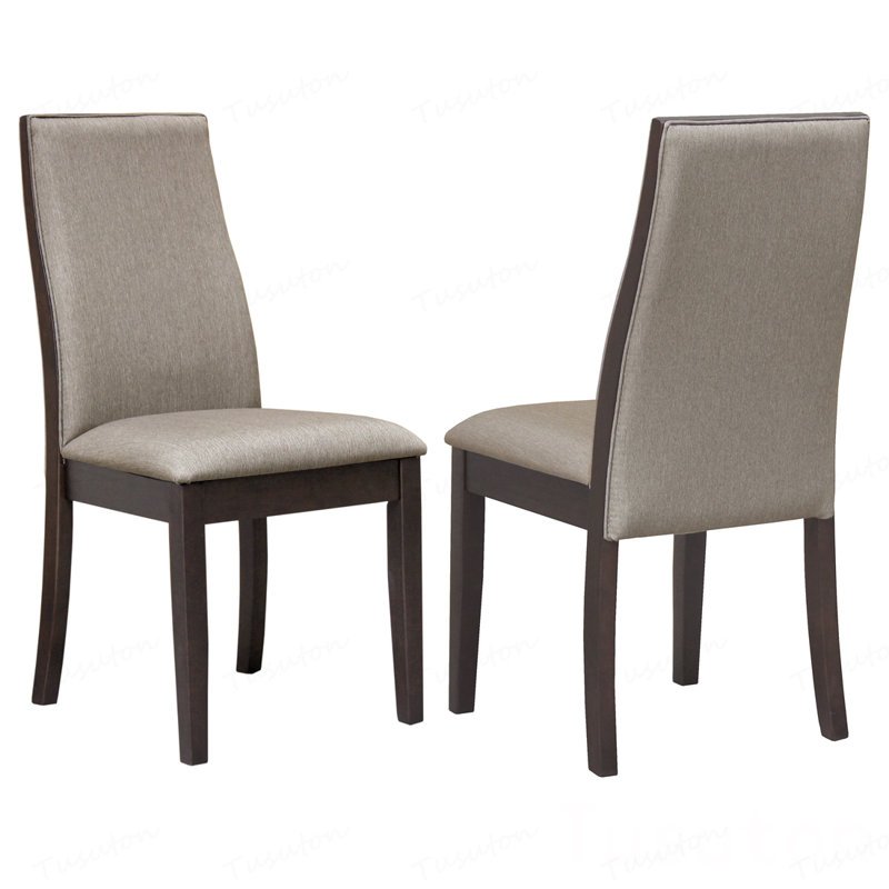 Chaise rembourrée taupe et espresso (ensemble de 2)