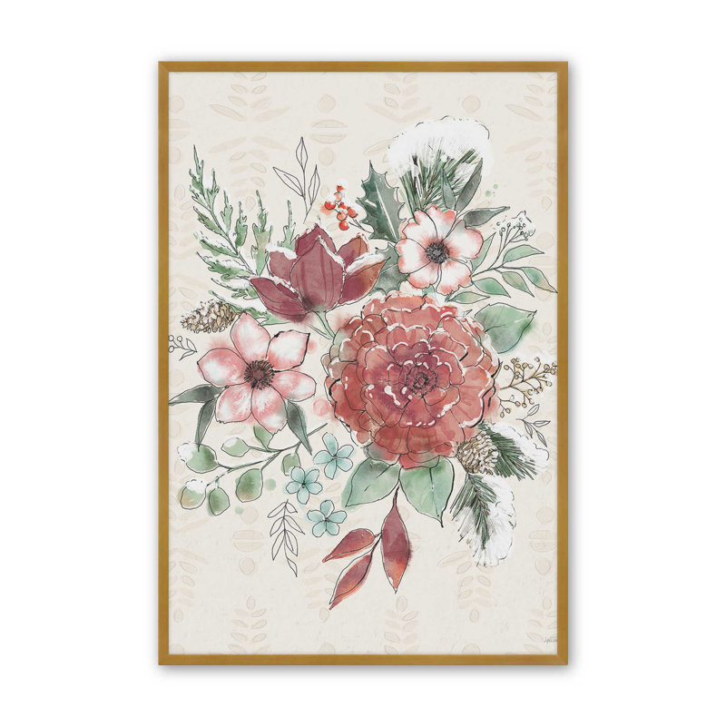 «Festive Blooms VI» par Anne Tavoletti, reproduction d'art, H 16 po x l 12 po, Or