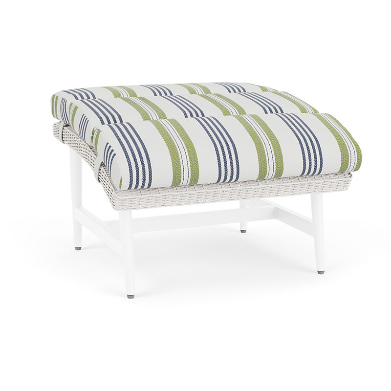 Cascade Outdoor Ottoman, Berkely Hall Green, White