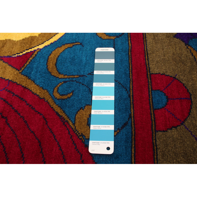 Tapis décoratif en laine de conception unique noué à la main New Age Peshawar rouge/rouge 9 pi x 12 pi 2 po Bryndon