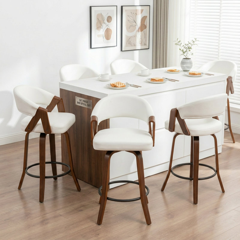 Tabouret de comptoir pivotant en similicuir Providence, White