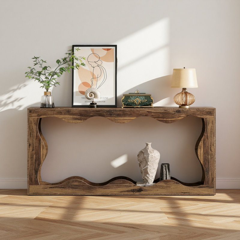 Modern Style Entryway Table,Industrial Console Table,Coffee Table, Rustic Brown