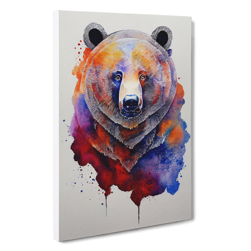 Bear Watercolour No.1 - Wrapped Canvas, 76cm H x 50cm W x 3cm D