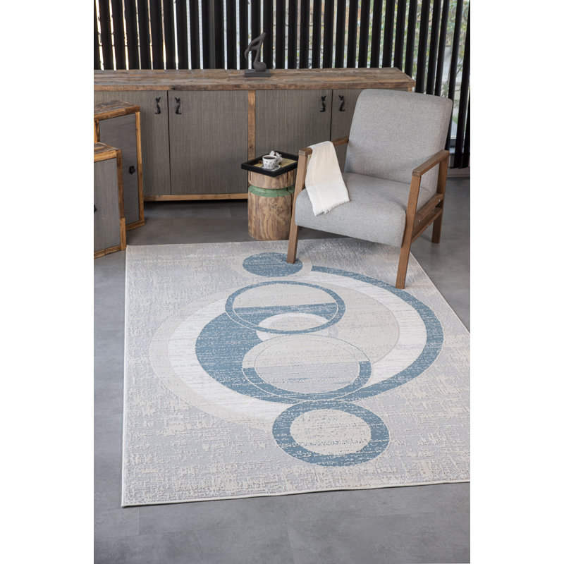 Tapis à motif géométrique transitionnel de la collection Odena, Rectangulaire 2 pi x 3 pi