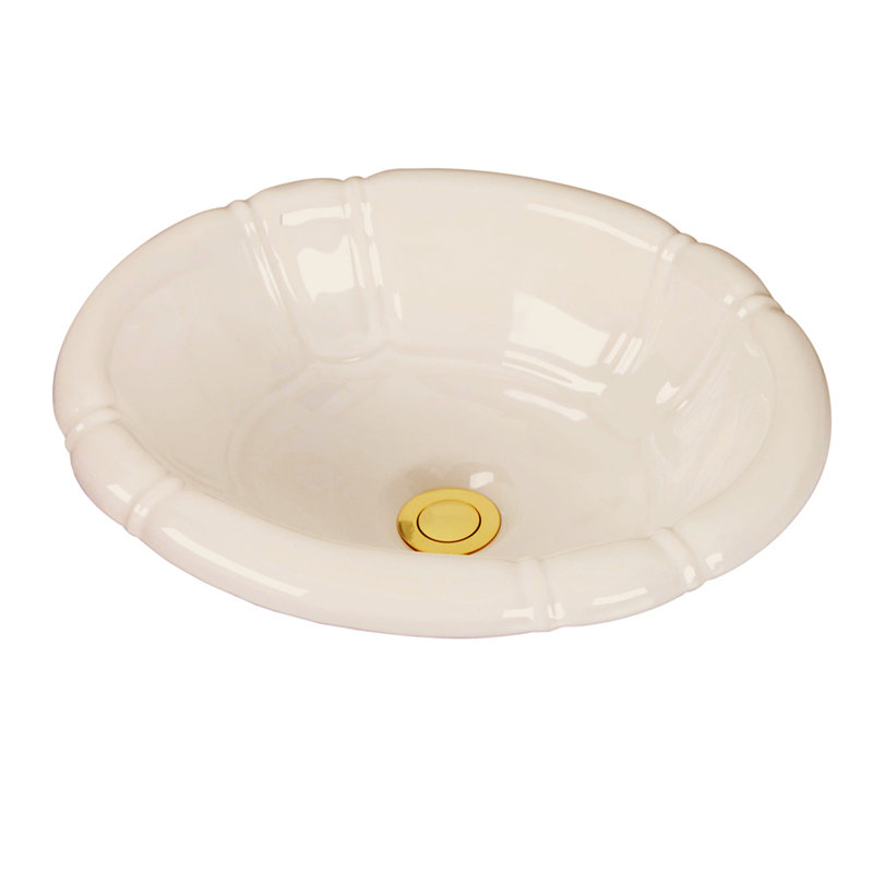 Lavabo de salle de bain ovale encastré en porcelaine vitreuse avec trop-plein Sienna, Bisque