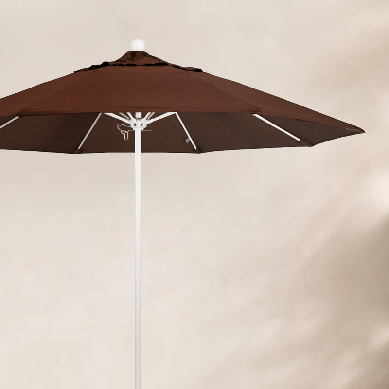 Parasol de marché 9 pi Maria, Blanc, Toile Sunbrella® brun baie