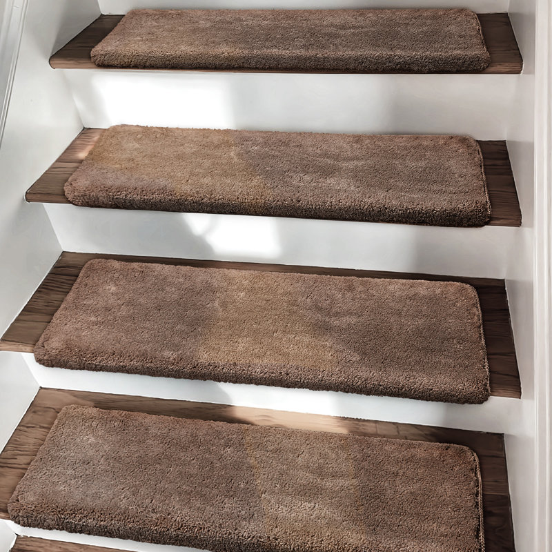 Monterey Ultra Plush Soft Bullnose Stair Treads, Light Brown