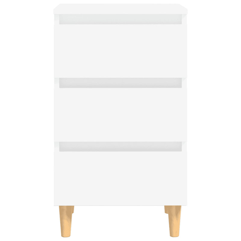 Solihull Bed Cabinet with Solid Wood Legs, White, 1