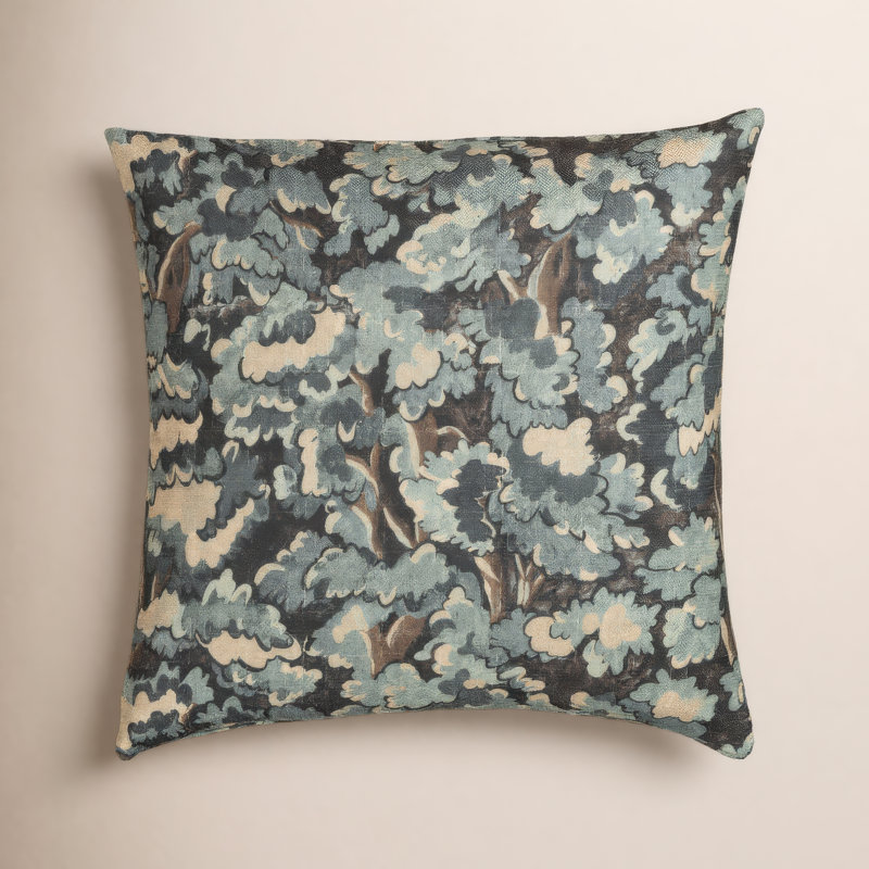 Coussin Cascade Tongas, Bleu, Carré 22 po, Polyester