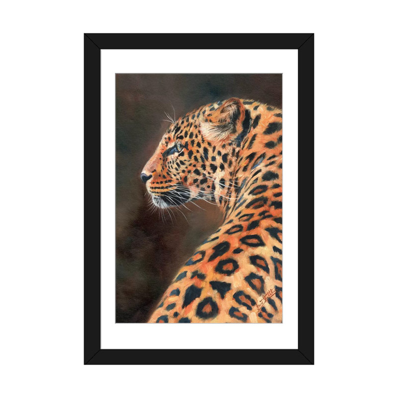 « leopard profile », impression sur toile, Papier d'art encadré noir, Blanc, H 24 po x l 16 po x P 1 po