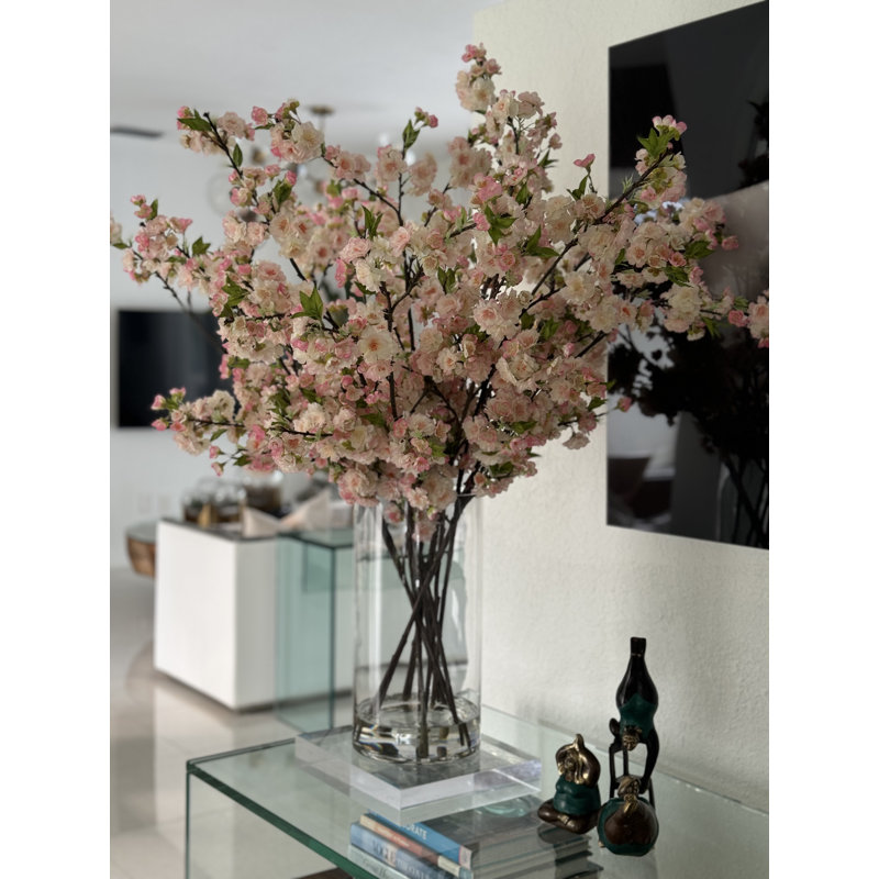 Cherry Blossoms In 16" Glass Cylinder, Pink