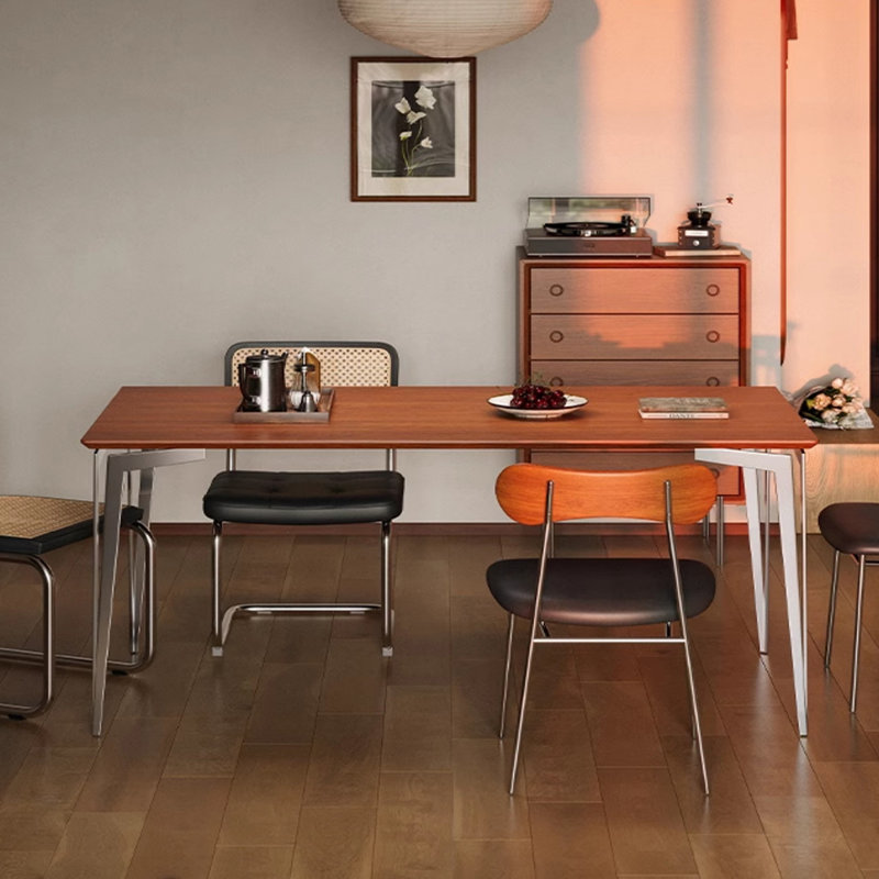 Table de salle à manger en bois massif rétro maison rectangulaire, L 31,5 po x L 62,99 po