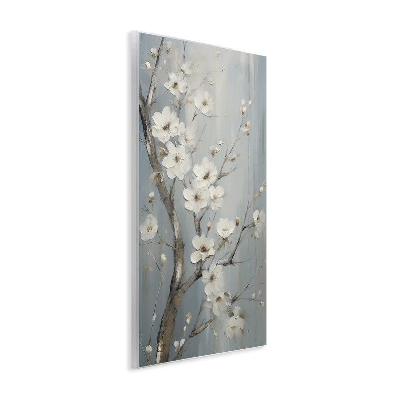 Art mural "White Cherry Blossoms" par Sasha, H 15 po x l 10 po