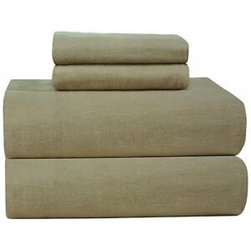 Pointehaven 170 GSM 100% Cotton Flannel Deep Pocket Sheet Set, Full, Flax