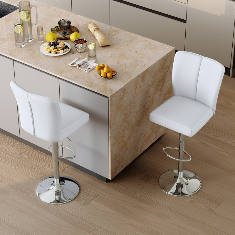 Ensemble de tabourets de bar pivotants à hauteur réglable Modern, Blanc