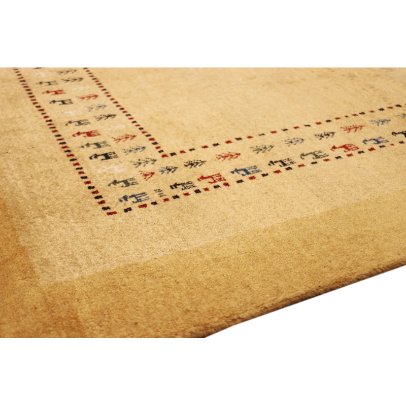 Gold Hand-Knotted Wool Area Rug 3'6" x 5'5"