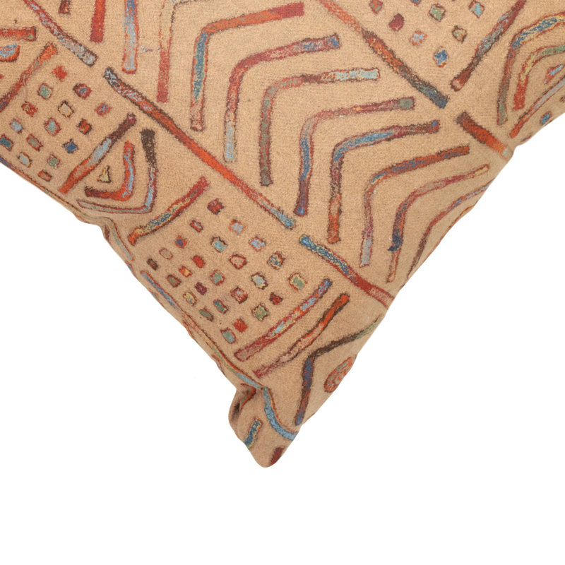 Geometric Outdoor Reversible Throw Pillow, Beige