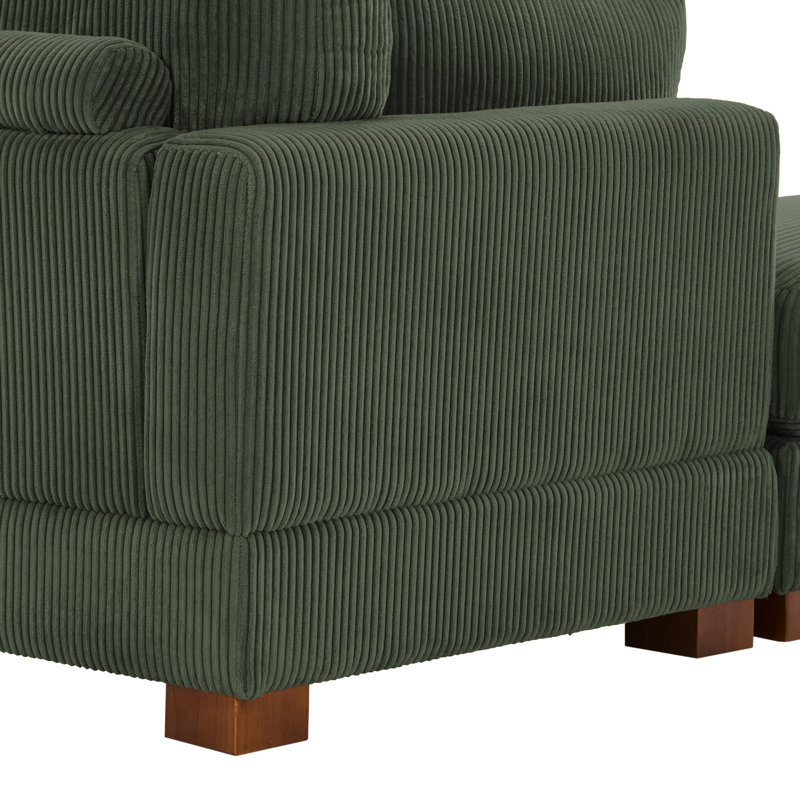Canapé modulaire en velours côtelé Maelina , H 30,7 po x l 123,6 po x P 68,1 po, Velours côtelé vert