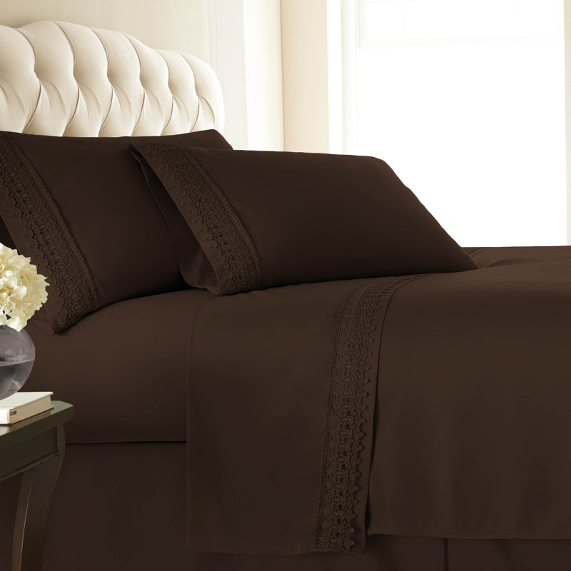 Ensemble de draps en microfibre Jaquil, Double, Brun chocolat