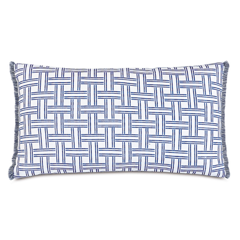 Housse de coussin rectangulaire en insert en mélange de coton Vizcaya et saphir Carnac