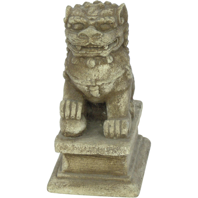 Temple Foo Dog Statue, Left, English Moss