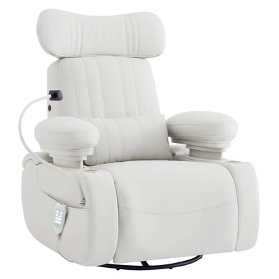 Lullapod 36"W Power Recliner with Swivel Rocker Glider & Built-in Lumbar Massage