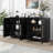 Hilaire 4-Door Sideboard Buffet Cabinet with Adjustable Shelves, Large Storage Space and Silver Handles - Ideal for Kitchen, Dining Room and Living Room-1992738334