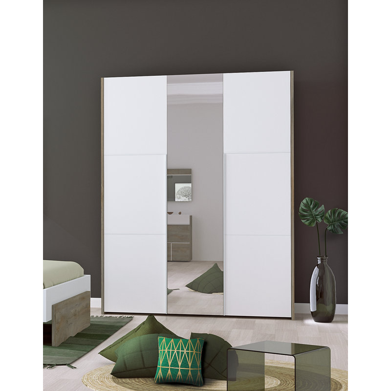 Hailey 3 Door Manufactured Wood Wardrobe, Beige/White