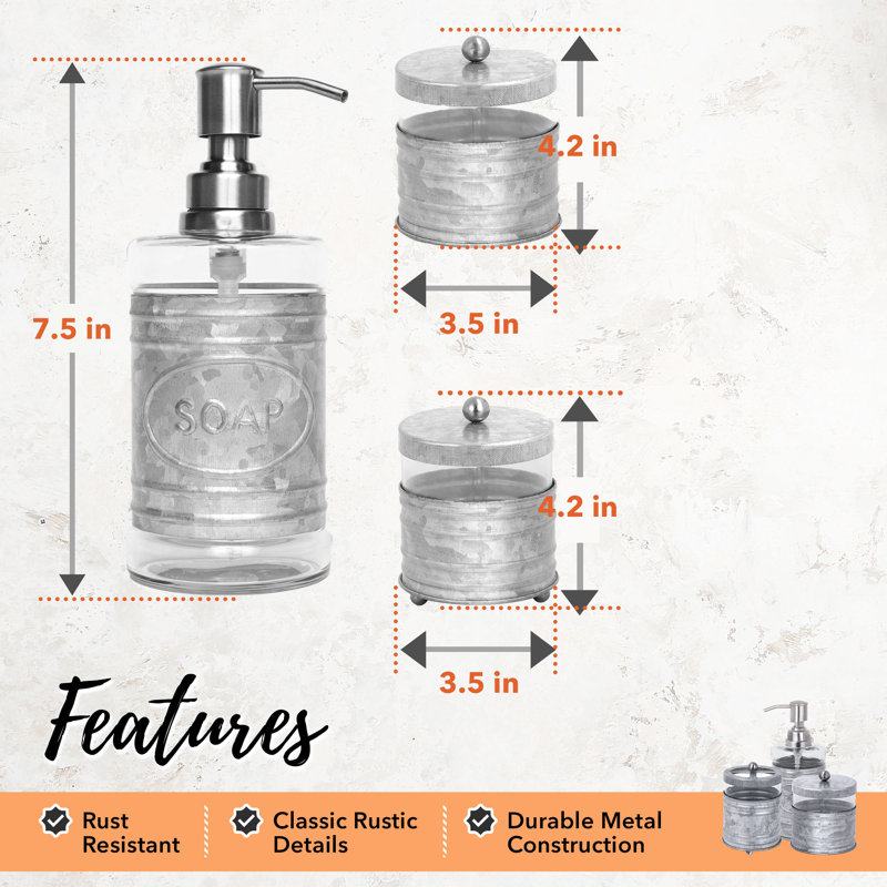 Matte Black Bathroom Accessory Set, Galvanized