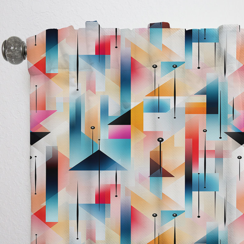 Urban Geometry I - Modern Curtain - Velvet Room Darkening - 1 Panel, 52" W x 63" L