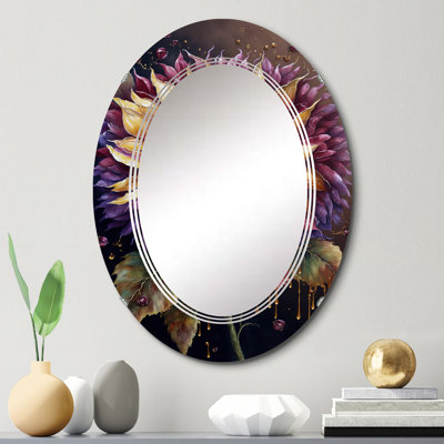 Miroir mural jaune et mauve