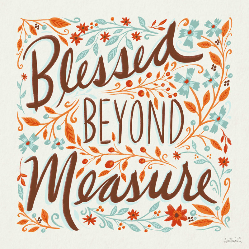 "Kenzingtyn Blessed Beyond Mesure I" sur toile par Anne Tavoletti, art textuel, H 12 po x l 12 po x P 1,25 po