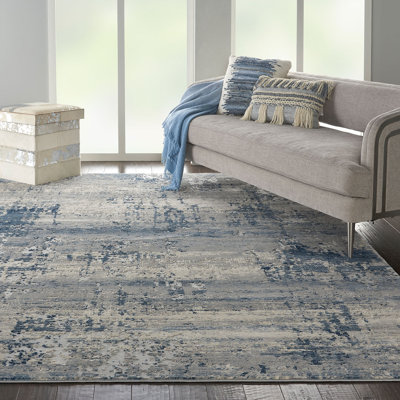 Blue Rug, Stain Resistant Rug With 10Mm Thickness, Luxurious Modern Rug For Bedroom, & Dining Room
