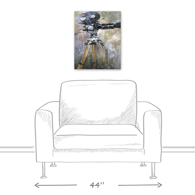 Caméra, peinture sur toile, H 20 po x l 16 po x P 1,25 po, Sans cadre