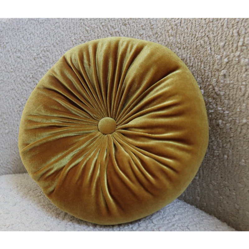 Therese  Tufted Round Throw Pillow, 12'' H X 12'' W, Golden Oak