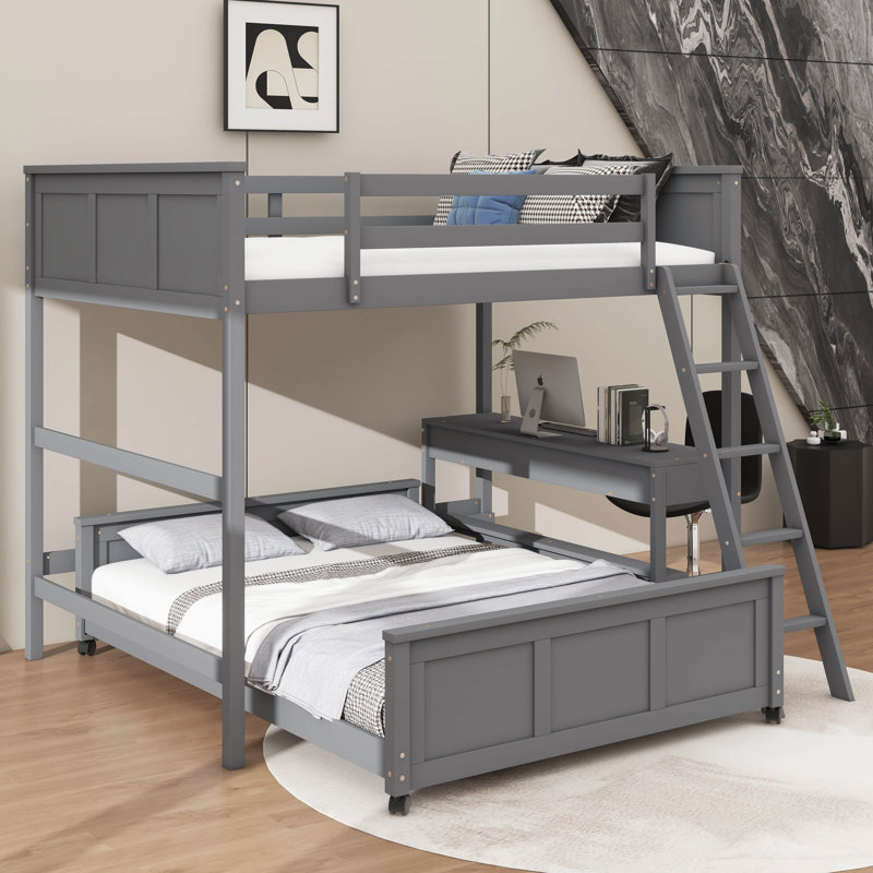 Lit superposé à la mode et pratique conçu pour les chambres d'enfants, Gris