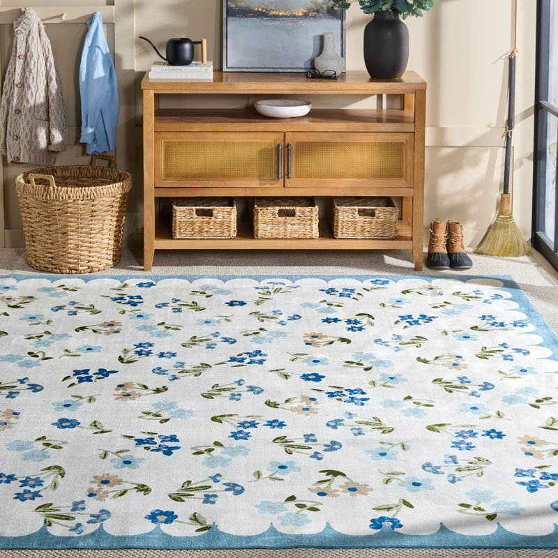 Tapis floral lavable à la machine à hauteur de performance de 200 cms MSRW, Rectangulaire 8 pi x 10 pi
