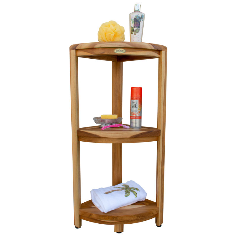 EcoDecors, Snazzy Corner, Teak Corner Shower Shelf, Shower Stand Corner, in EarthyTeak™