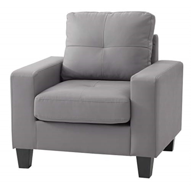 Vegas W Polyester Armchair, Modern Club Chair, Gray Faux Leather