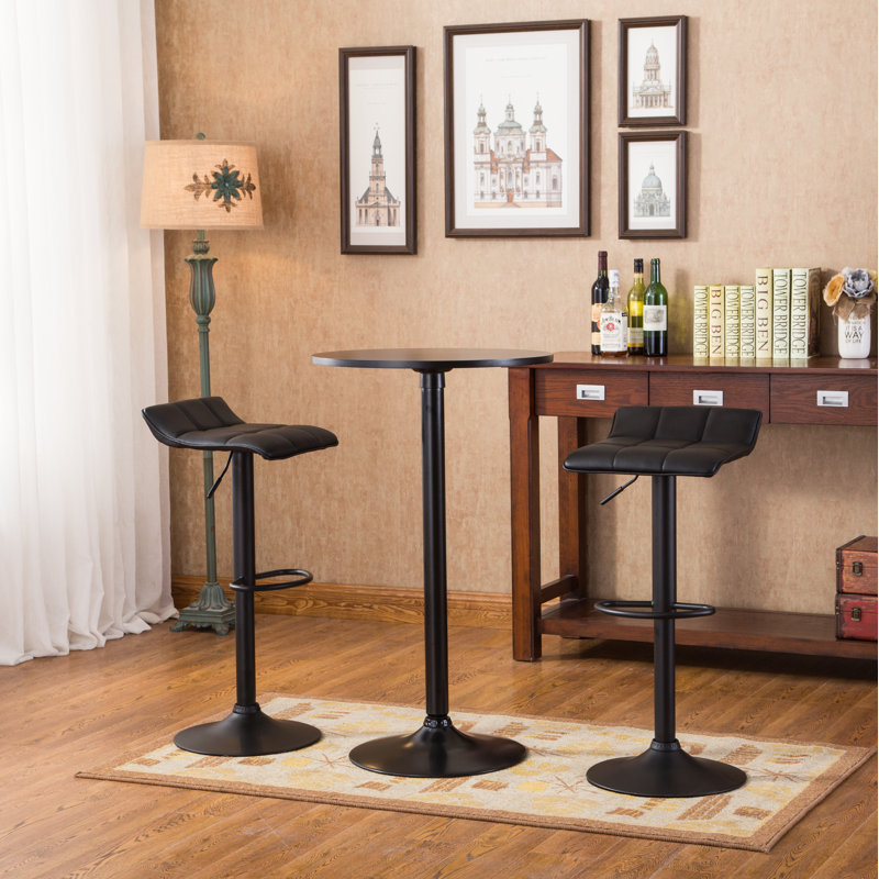 Bar Table And 2 Swivel Adjustable Bar Stool Bar Sets, 40" H x 24" W x 24" D, Black