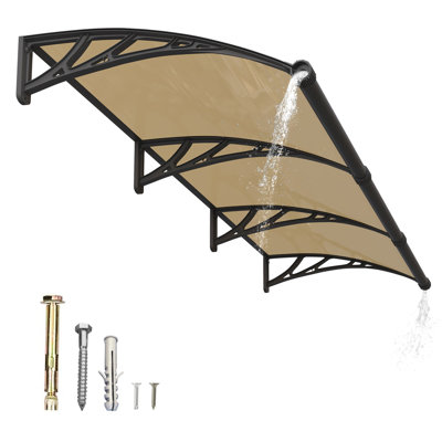 Solid Polycarbonate Sheet Window Awning Door Canopy  Panel with Large Drainage Grooves Bracket Outdoor Patio Shelter