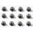 Set of Twelve Turquoise And Red Geometric Ceramic Drawer Pull Knobs