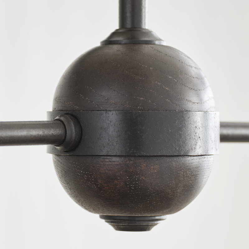 Thomas OBrien Piaf Large Two Light Linear Pendant, Aged Iron/Ebonized Oak
